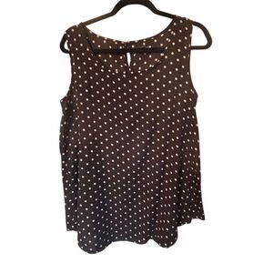 A.T.U.N. Women's Large Black Polka Dot Sleeveless Tank Blouse